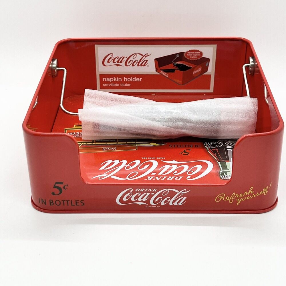 NEW Coca Cola Tin Napkin Holder Coke Retro Look Kitschy Collector Soda BBQ - Picture 3 of 5
